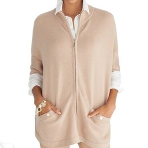 White House Black Market Textured Cowl Neck Zip-Up Sweater Poncho